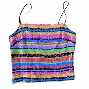Kay Unger Colorful Striped Sequin Top